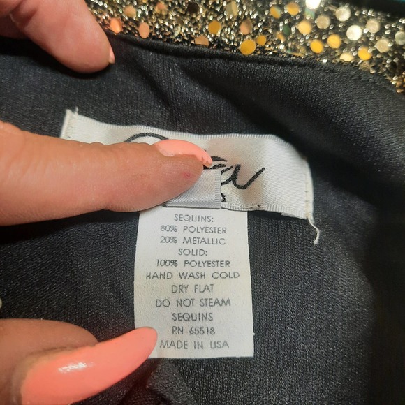 Y2K Patra Woman Black with Gold sequin v-neck top Midi formal dress 24 - Picture 5 of 5